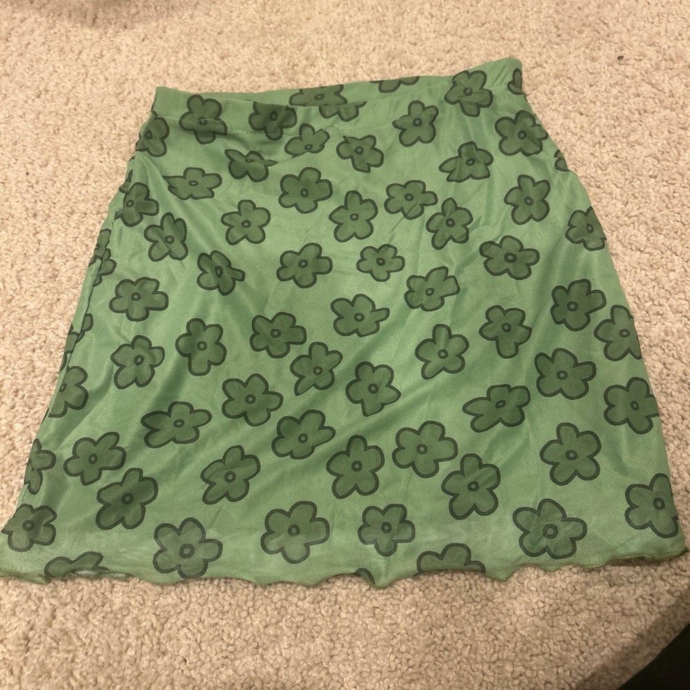 Green Floral Women's Skirt